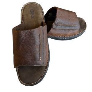 GBX Brown Leather Slip On Sandals Men’s US Size 12 Slides